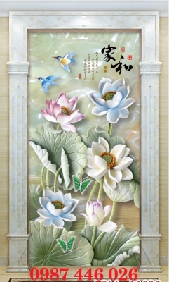 Tranh gạch men hoa sen 3d HP9834