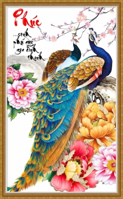 Tranh gạch 3d chim công - QCV43