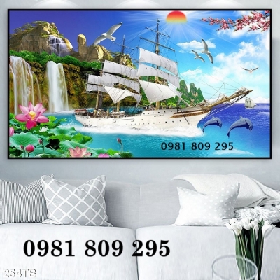 Gạch tranh , tranh gạch ốp tường thuyền buồm