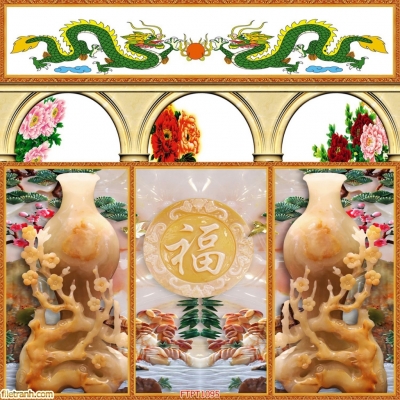 Tranh gạch 3d câu đối phòng thờ - XVCB663