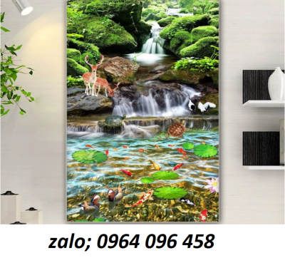 Gạch tranh 3d phong thủy phòng khách GVC43