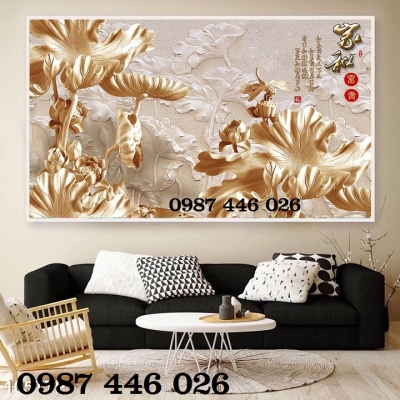 Gạch tranh hoa sen 3d óp tường HP9822