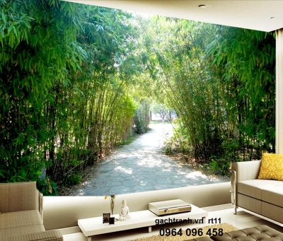 Tranh gạch 3d cảnh tre trúc làng quê - KCB633