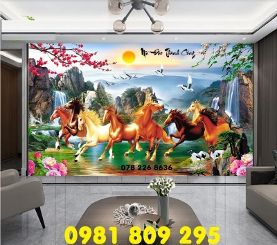 Gạch tranh ngựa - tranh ốp tường phòng khách