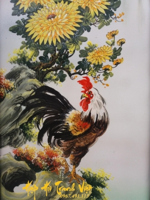 Tranh con gà trống - tranh gạch 3d con gà trống - 453XP