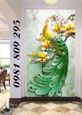 Tranh chim công khổ đứng - gạch tranh 3d