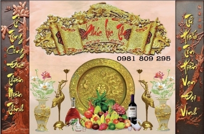 Gạch tranh phòng thờ gia tiên HP373