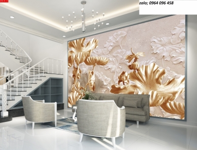 Tranh gạch hoa sen 3d - HFDX43