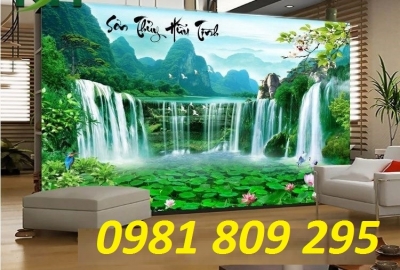 gạch tranh 3d treo tường mẫu thác nước