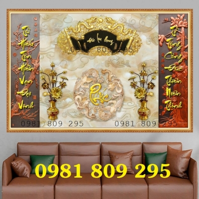 Gạch 3d ban thờ Phúc Lộc Thọ JH96