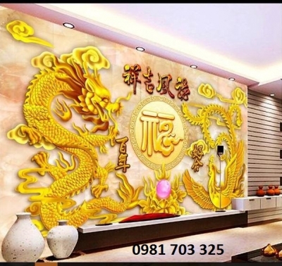 gạch tranh phong thủy- tranh rồng phượng