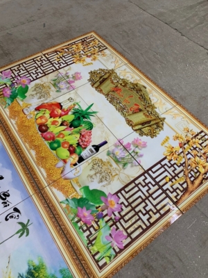 Tranh ốp tường phòng thờ- gạch men 3D