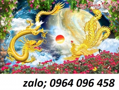 Tranh gạch 3d ốp tường rồng phượng - SKMM08