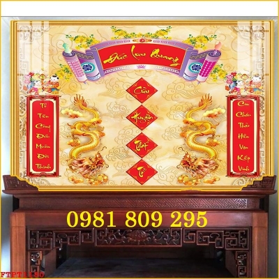 Gạch tranh ban thờ đức lưu quang