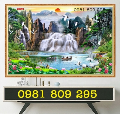 Mẫu tranh gạch 3d thiên nhiên - tranh sơn thủy