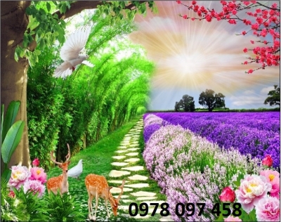 Tranh vườn hoa - tranh gạch
