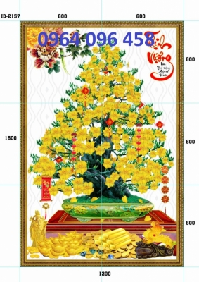 Tranh cây mai 3d - tranh gạch 3d cây mai - 877XJ