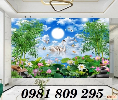 Tranh gạch men hồ sen 3d