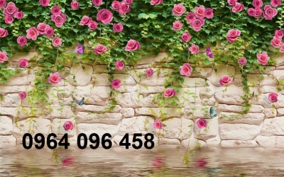 Tranh hoa hồng 3d - tranh gạch 3d hoa hồng - 54XP