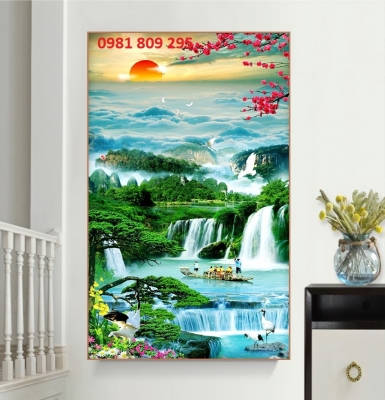 Gạch tranh 3d - tranh gạch men sơn thủy HP7565