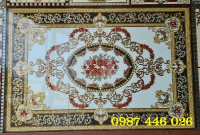 Gạch nền thảm gạch chữ nhật khắc vàng HP833