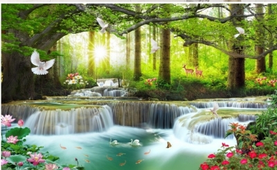 gạch trang trí phòng khách 3d
