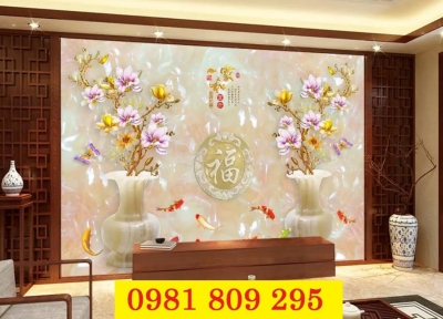 Tranh gạch bình hoa 3d