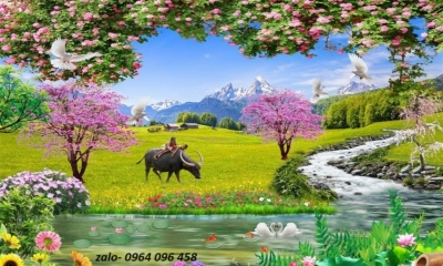 Tranh gạch 3d ốp tường phong ảnh - phong thủy - 577CSS