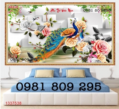 Gạch 3d con công , tranh gạch 3d