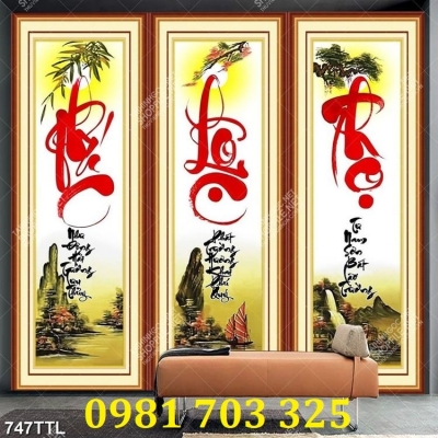 Tranh gạch 3D thư pháp phúc lộc thọ