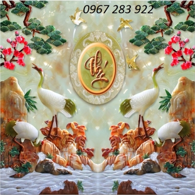 Tranh phong thủy gạch men chim hạc 3d