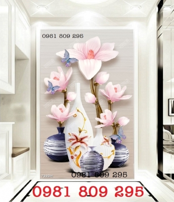 Tranh 3d bình hoa - gạch tranh