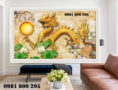 Gạch trang trí 3d rồng phượng H086