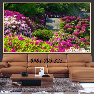 Tranh gạch 3D trang trí hình vườn hoa