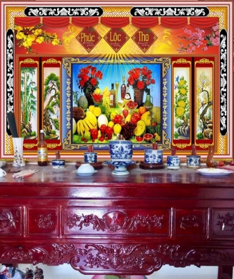 tranh gạch 3D, gạch tranh phòng thờ