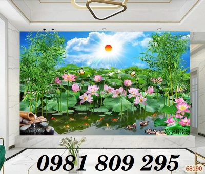 Gạch ốp tường 3d hoa sen , gạch tranh 3d