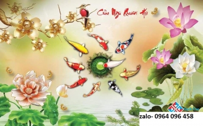 Tranh gạch ốp tường cá chép 3d - 5577CV