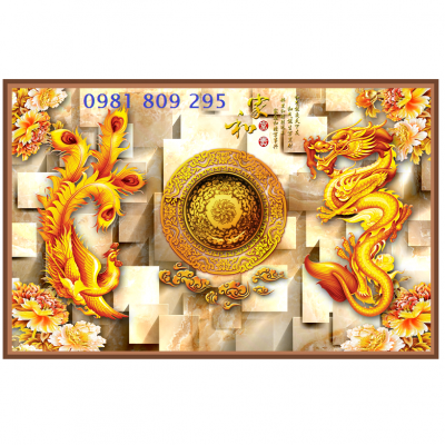 Tranh ốp tường rồng phượng vàng HP999