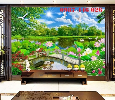 Gạch tranh ốp tường phòng khách
