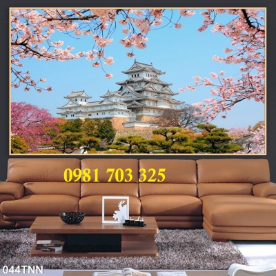 Tranh gạch hoa đào 3D trang trí tường