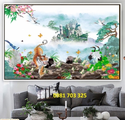 Tranh gạch đẹp trang trí hổ 3D