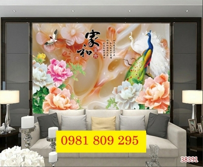 Tranh gạch men chim công