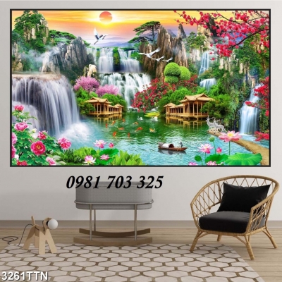 tranh phong cảnh thác nước
