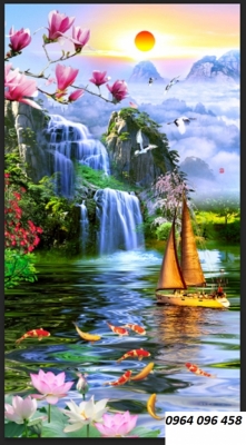 Gạch tranh 3d phong thủy thuyền buồm - DCM1999