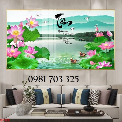 Tranh hoa sen, tranh gạch men 3D