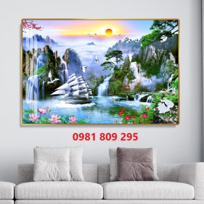 Tranh gạch , gạch ốp tường cao cấp thuyền buồm HN999