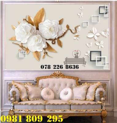 Gạch trang trí hoa ngọc 3d , gạch ốp tường
