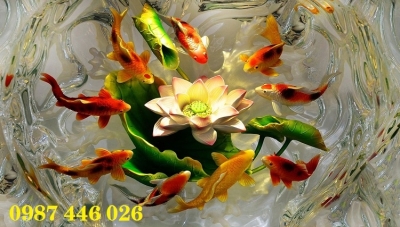 Tranh gạch men hoa sen 3d HP9743
