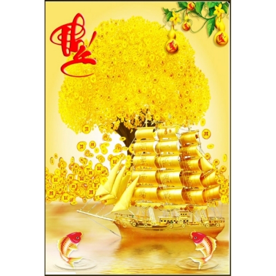 Mẫu tranh gạch 3d phòng khách đẹp - HHL04