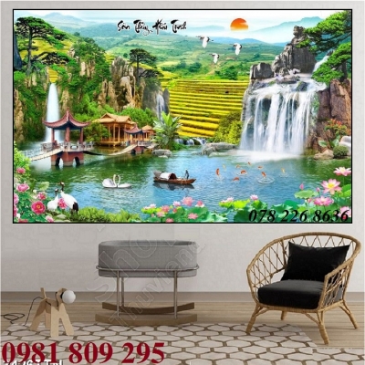 Gạch tranh ốp tường thác nước đẹp nhất